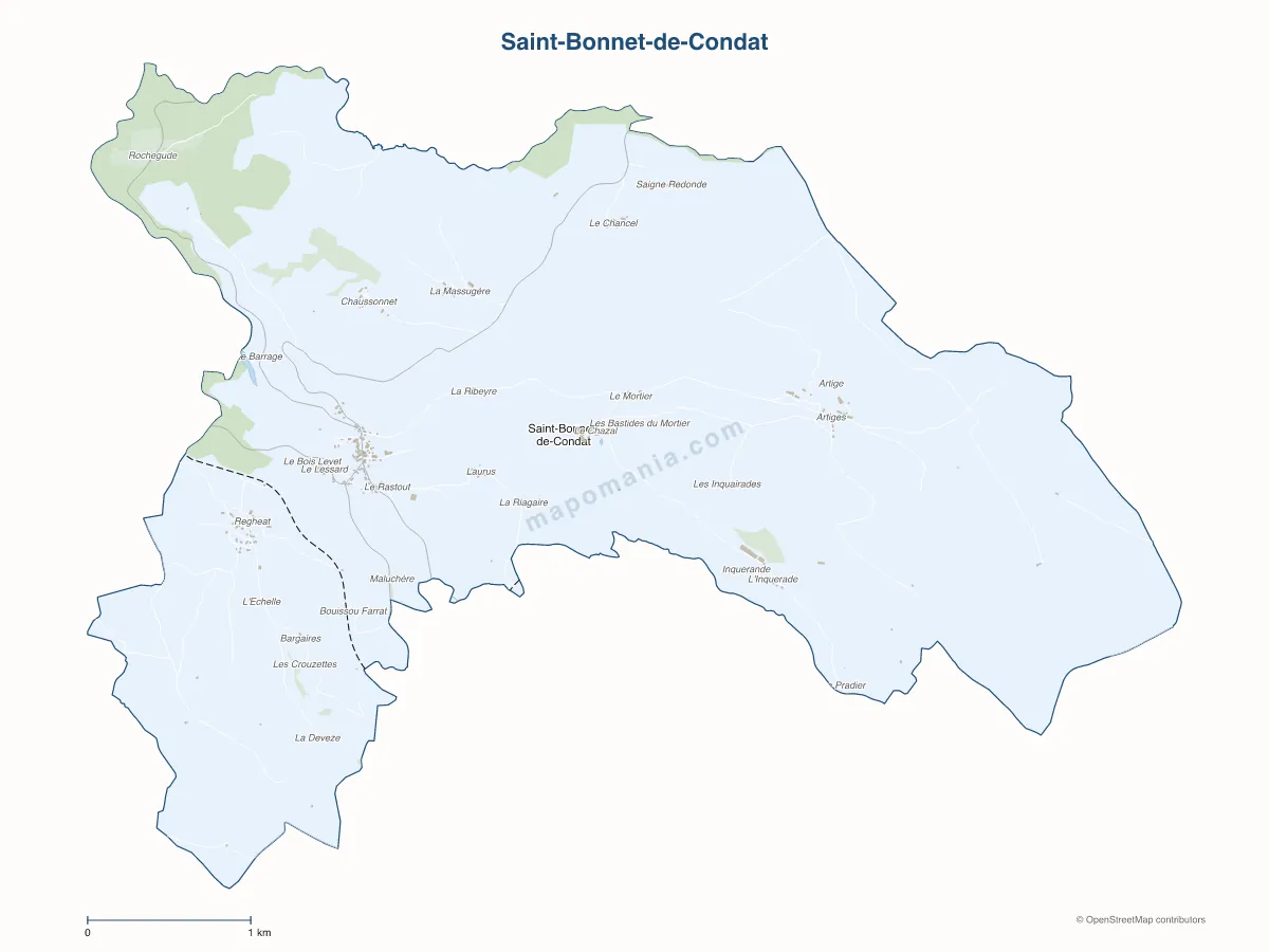 Carte de Saint-Bonnet-de-Condat à personnaliser