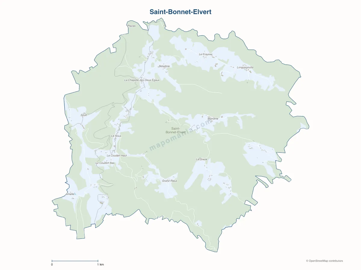 Carte de Saint-Bonnet-Elvert à personnaliser