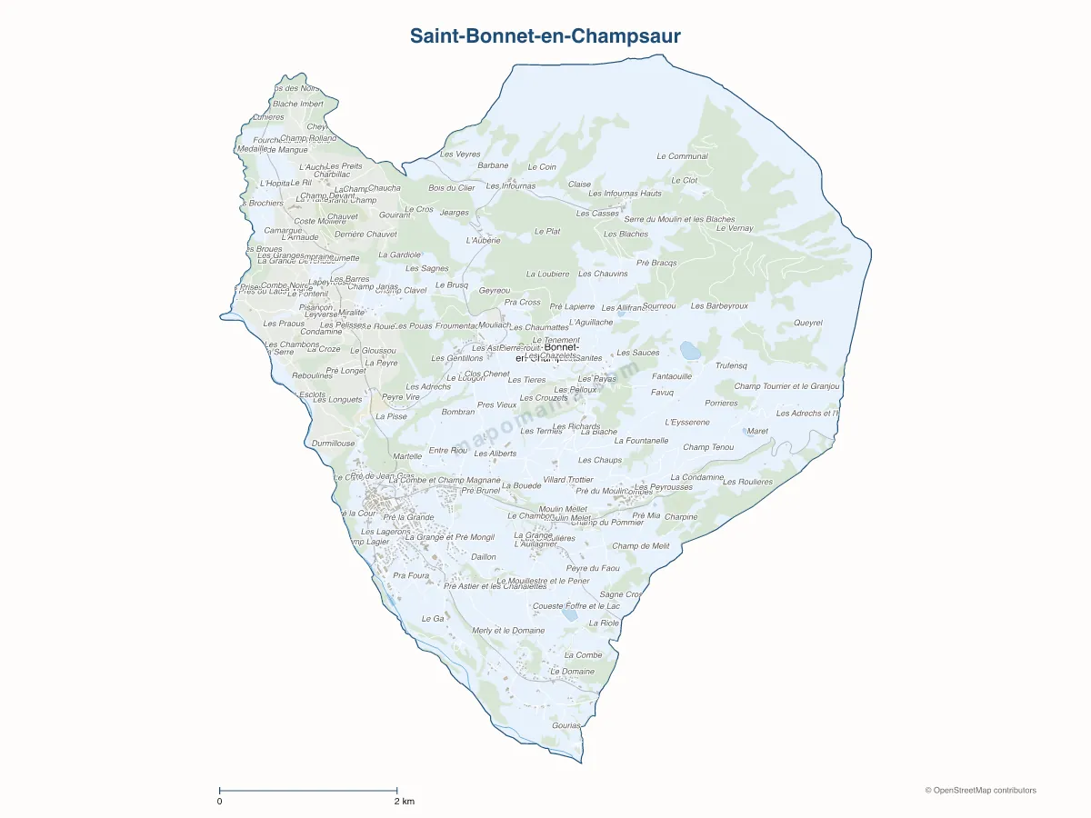 Carte de Saint-Bonnet-en-Champsaur à personnaliser