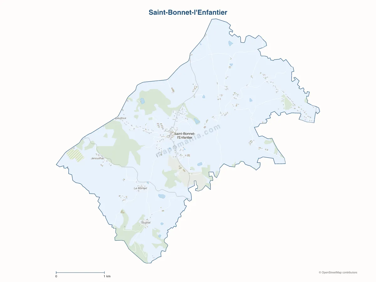 Carte de Saint-Bonnet-l'Enfantier à personnaliser