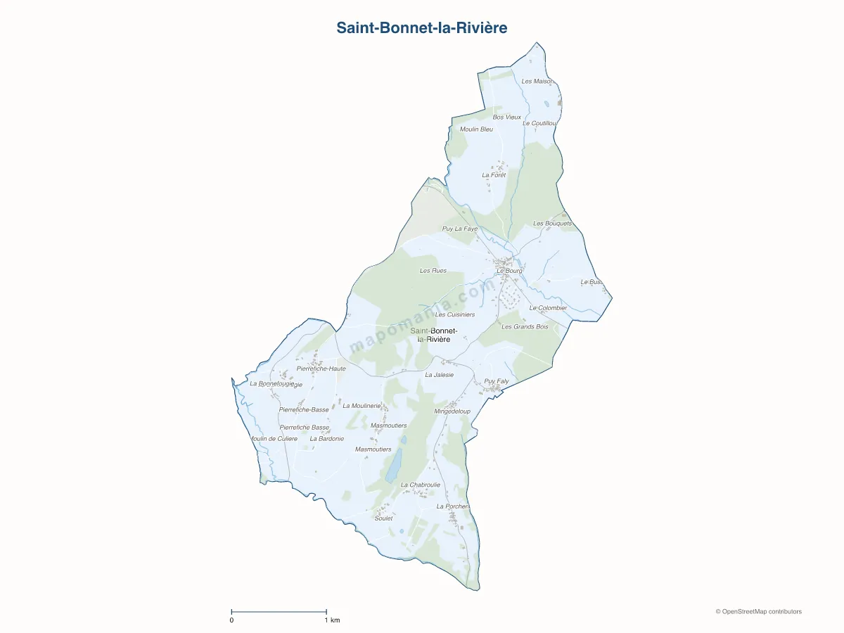 Carte de Saint-Bonnet-la-Rivière à personnaliser