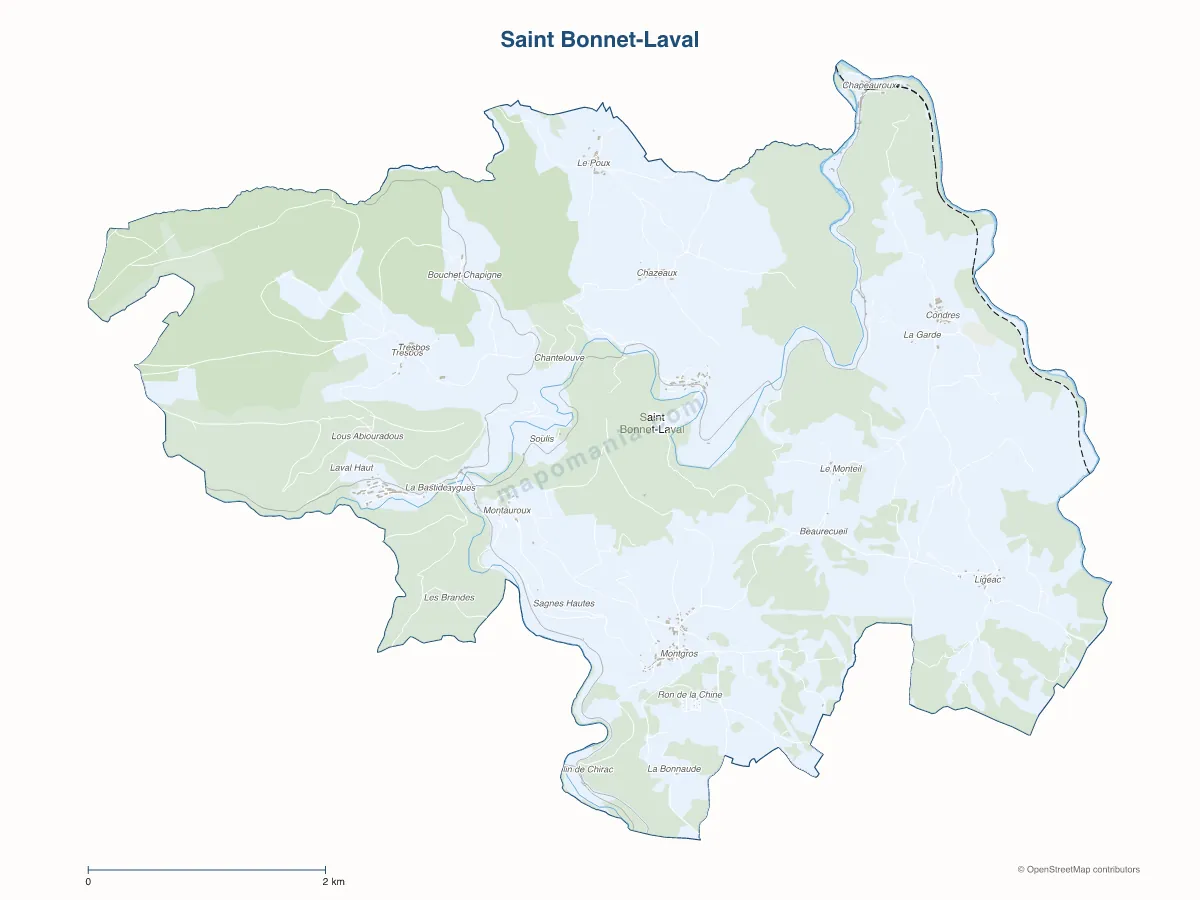 Carte de Saint Bonnet-Laval à personnaliser