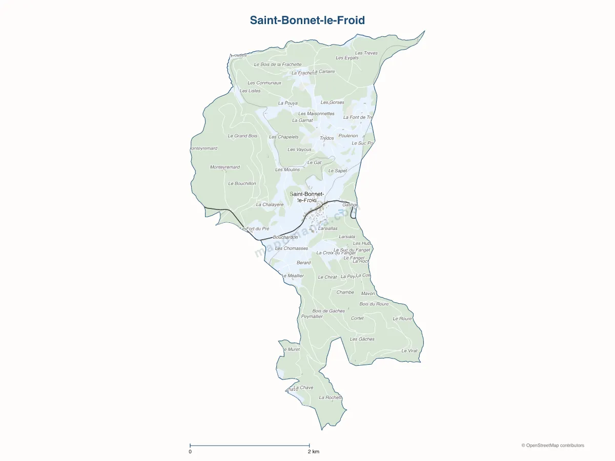 Carte de Saint-Bonnet-le-Froid à personnaliser