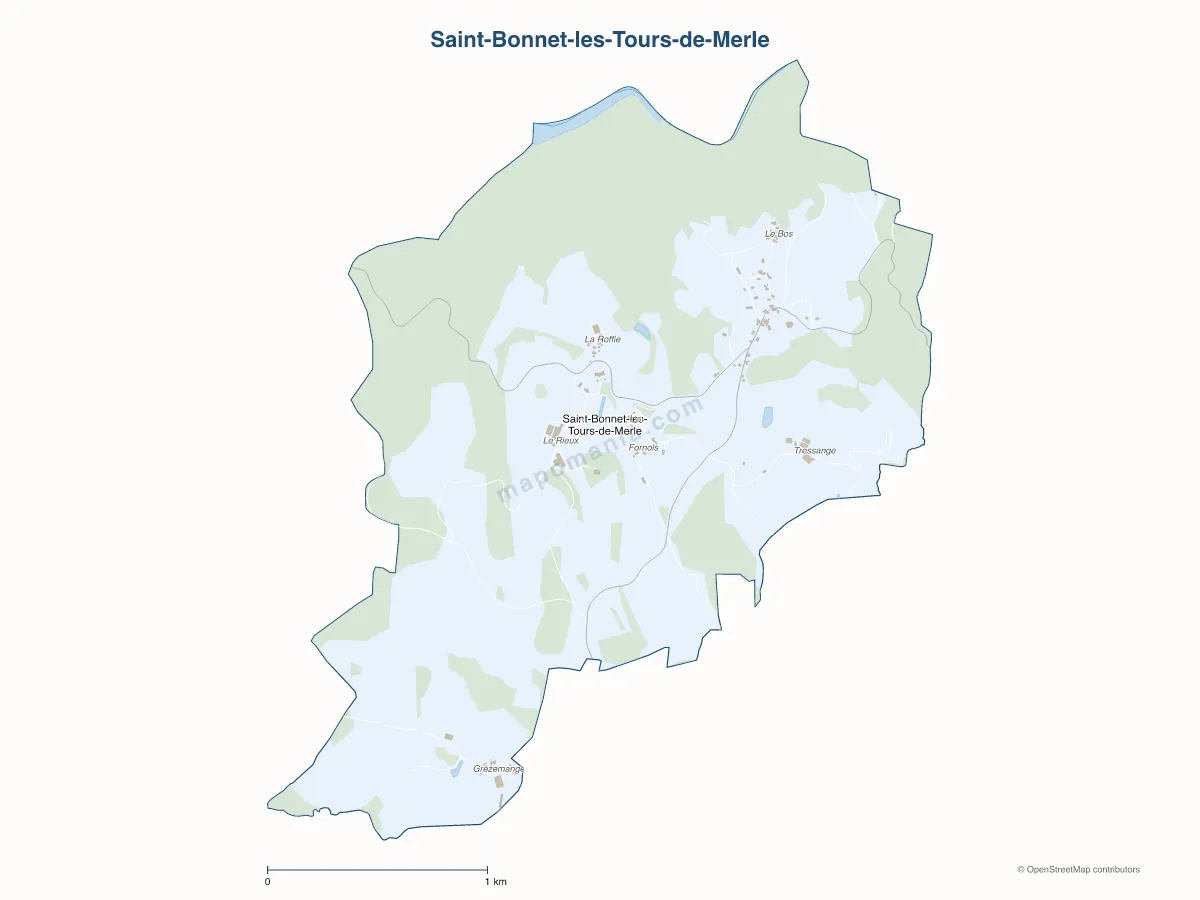 Carte de Saint-Bonnet-les-Tours-de-Merle à personnaliser