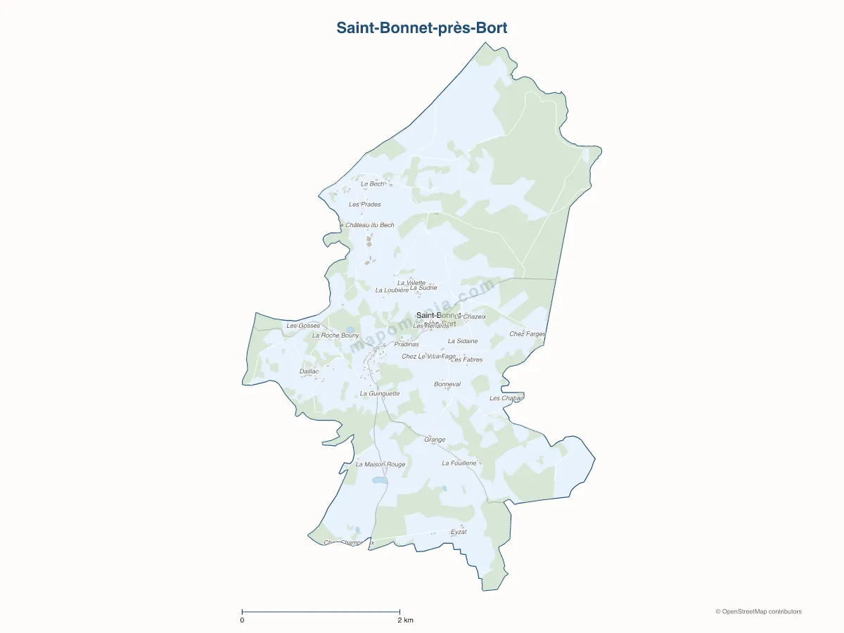 Carte de Saint-Bonnet-près-Bort à personnaliser