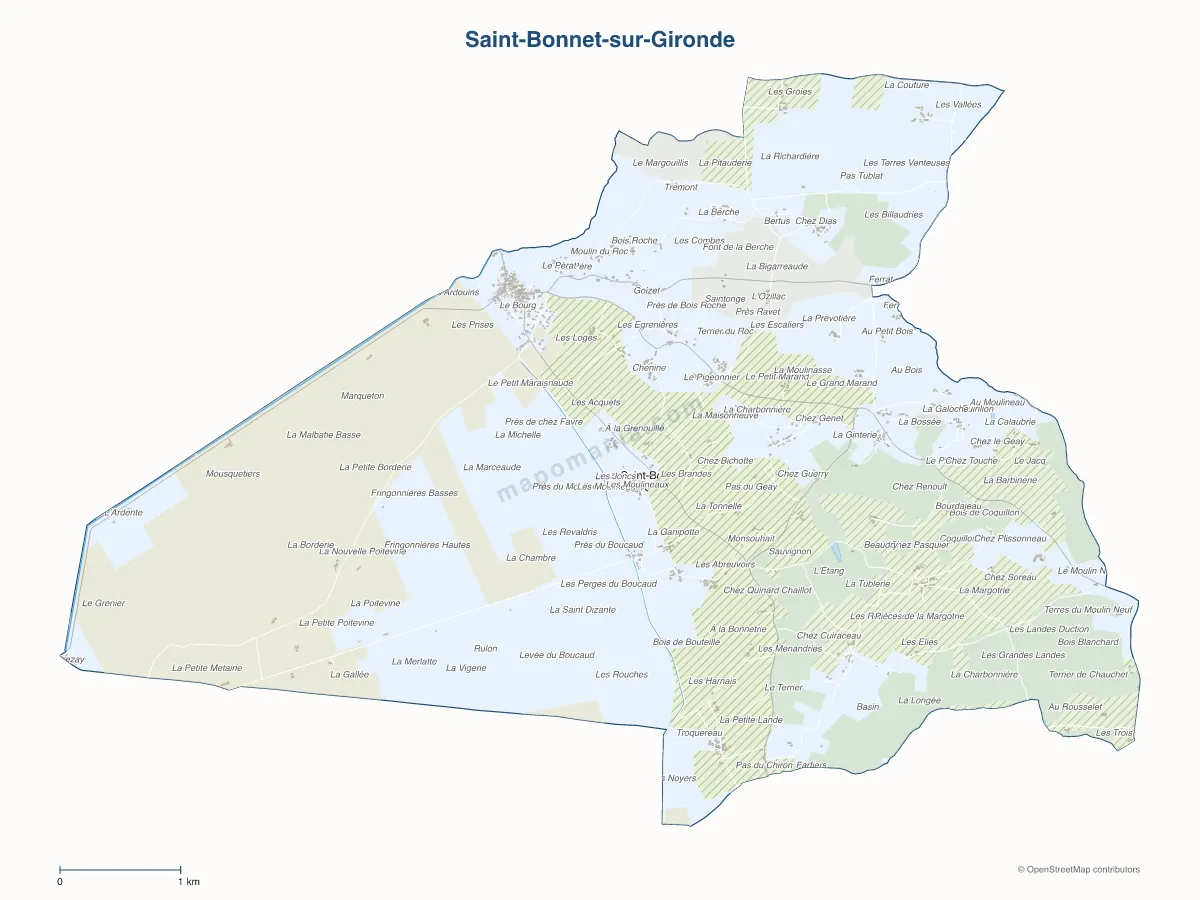 Carte de Saint-Bonnet-sur-Gironde à personnaliser