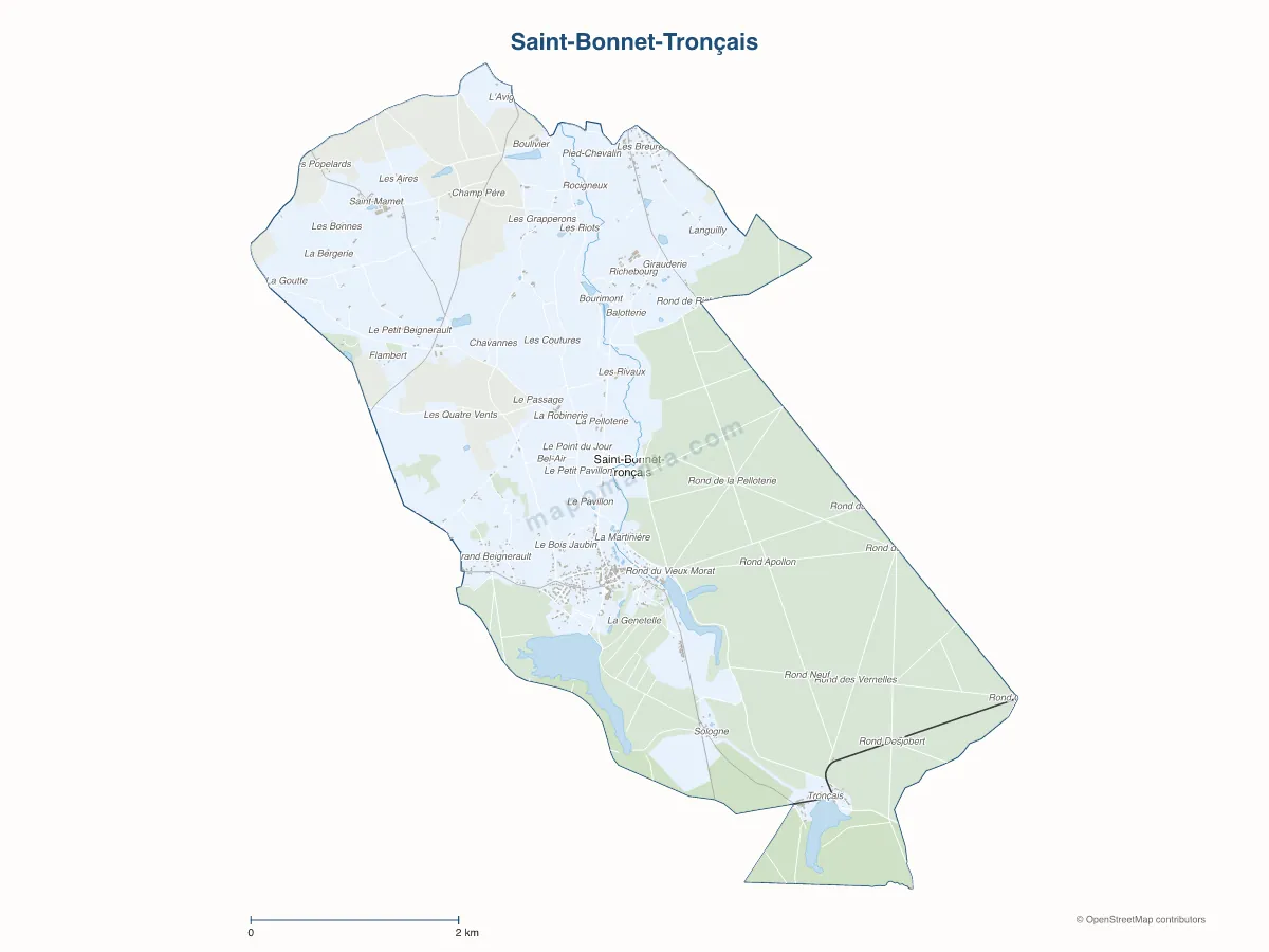 Carte de Saint-Bonnet-Tronçais à personnaliser