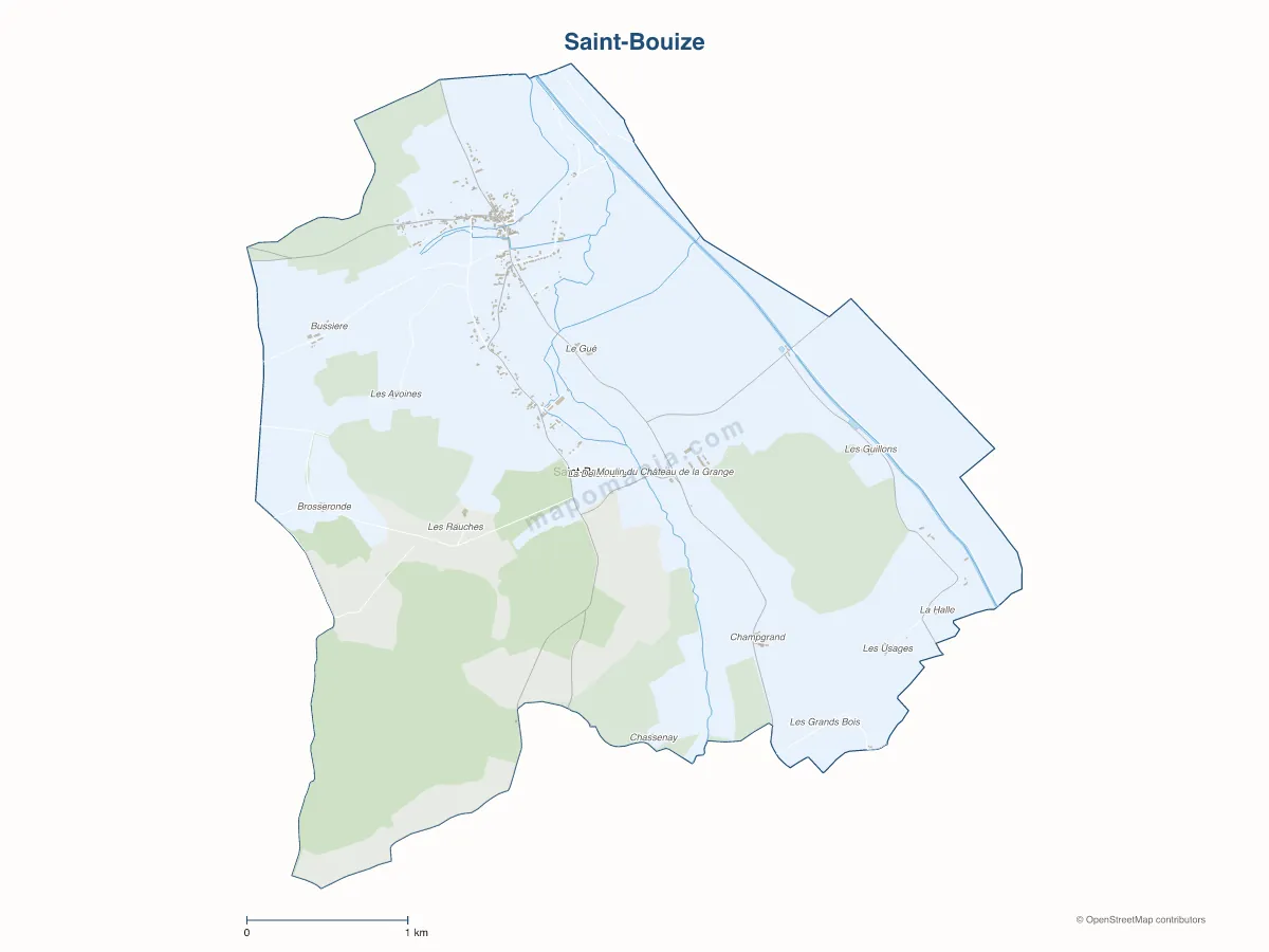 Carte de Saint-Bouize à personnaliser