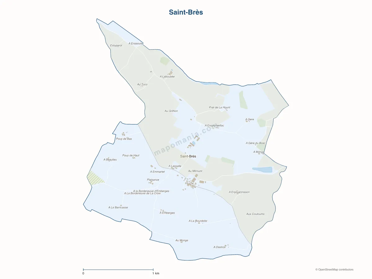 Carte de Saint-Brès à personnaliser