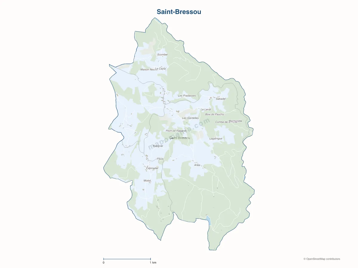 Carte de Saint-Bressou à personnaliser