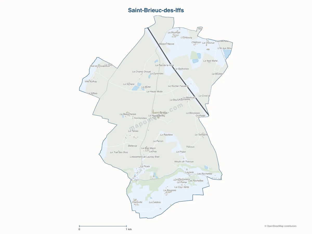 Carte de Saint-Brieuc-des-Iffs à personnaliser
