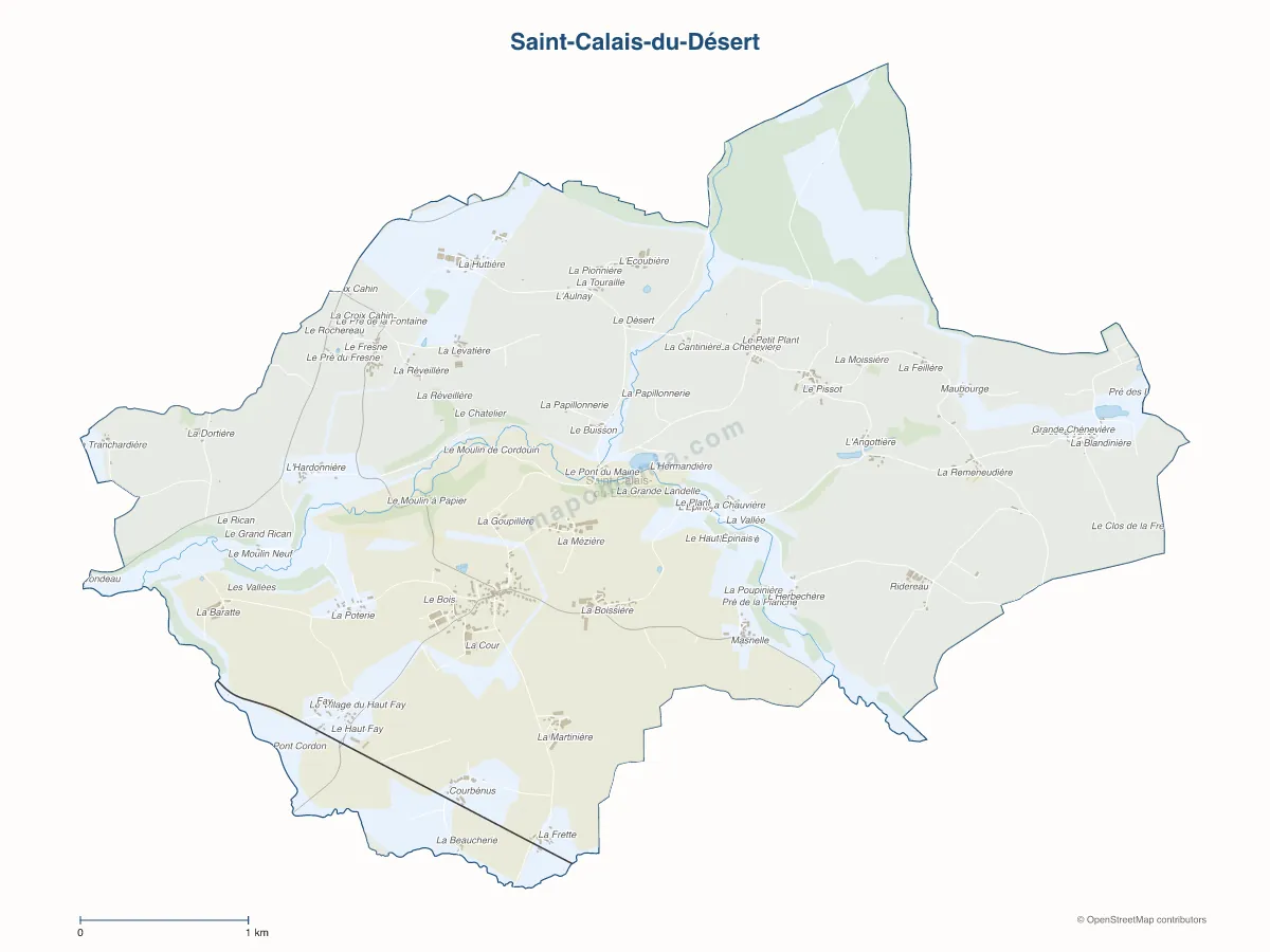Carte de Saint-Calais-du-Désert à personnaliser