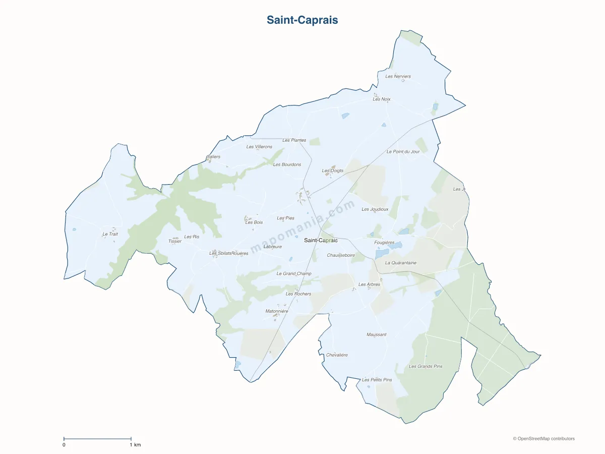 Carte de Saint-Caprais à personnaliser