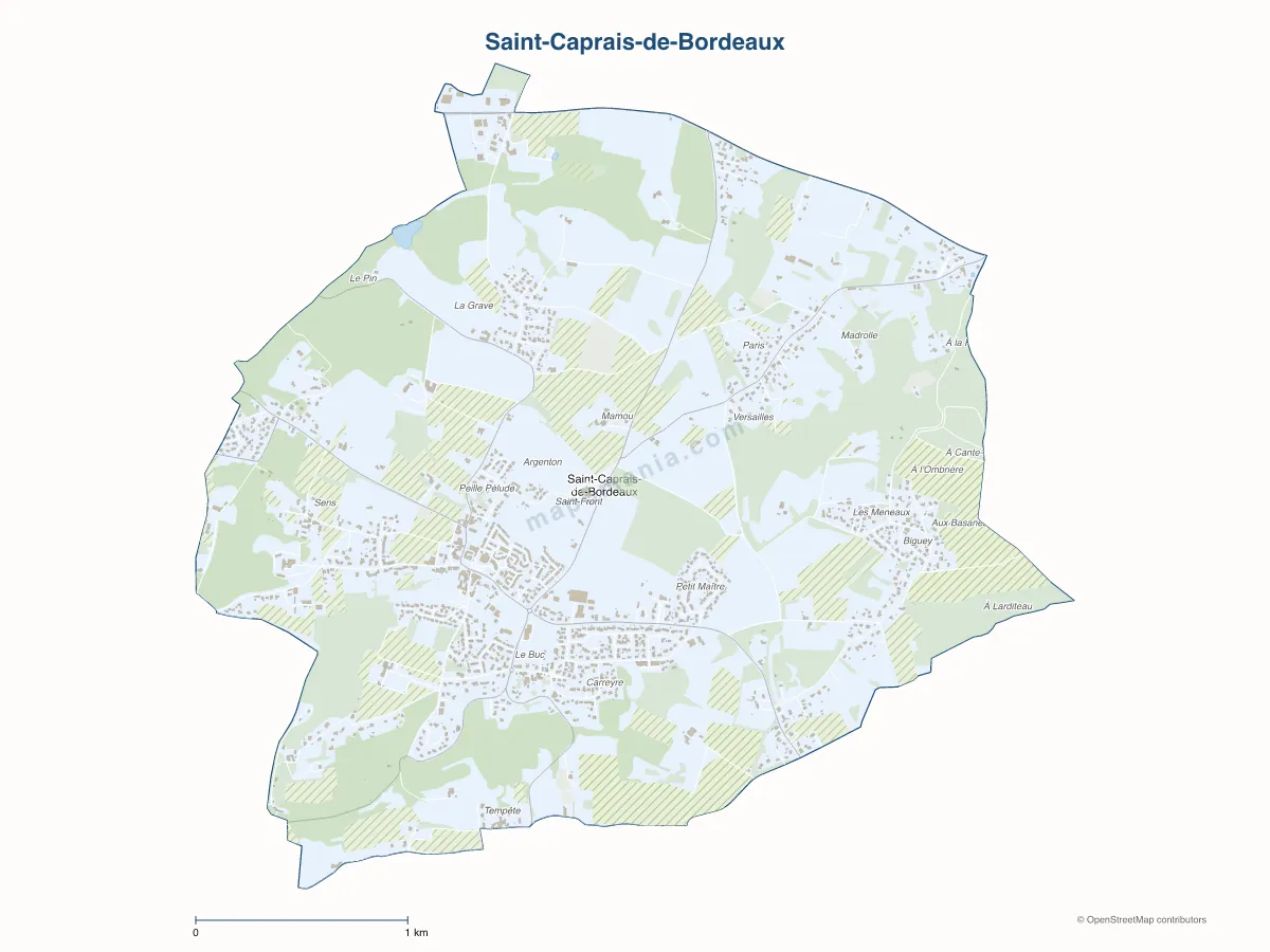 Carte de Saint-Caprais-de-Bordeaux à personnaliser