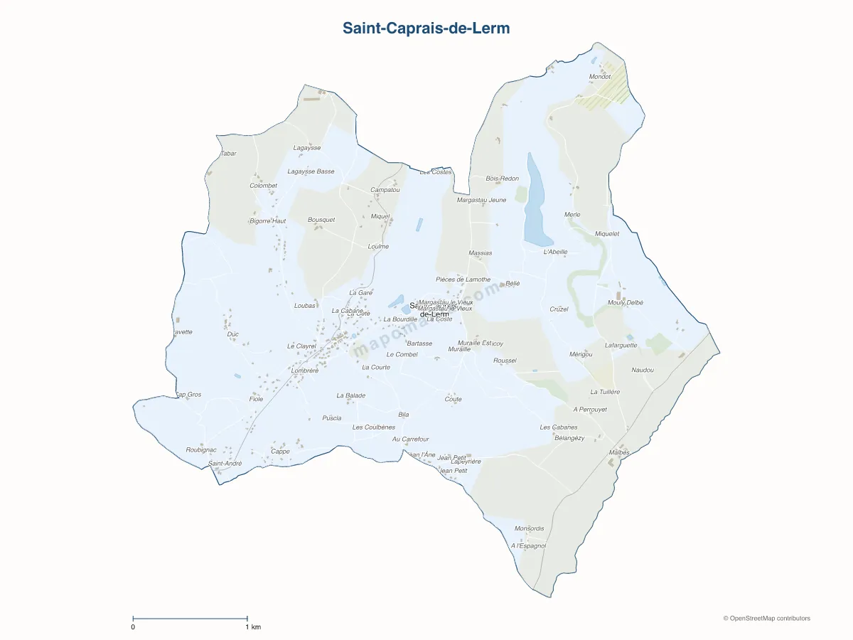 Carte de Saint-Caprais-de-Lerm à personnaliser