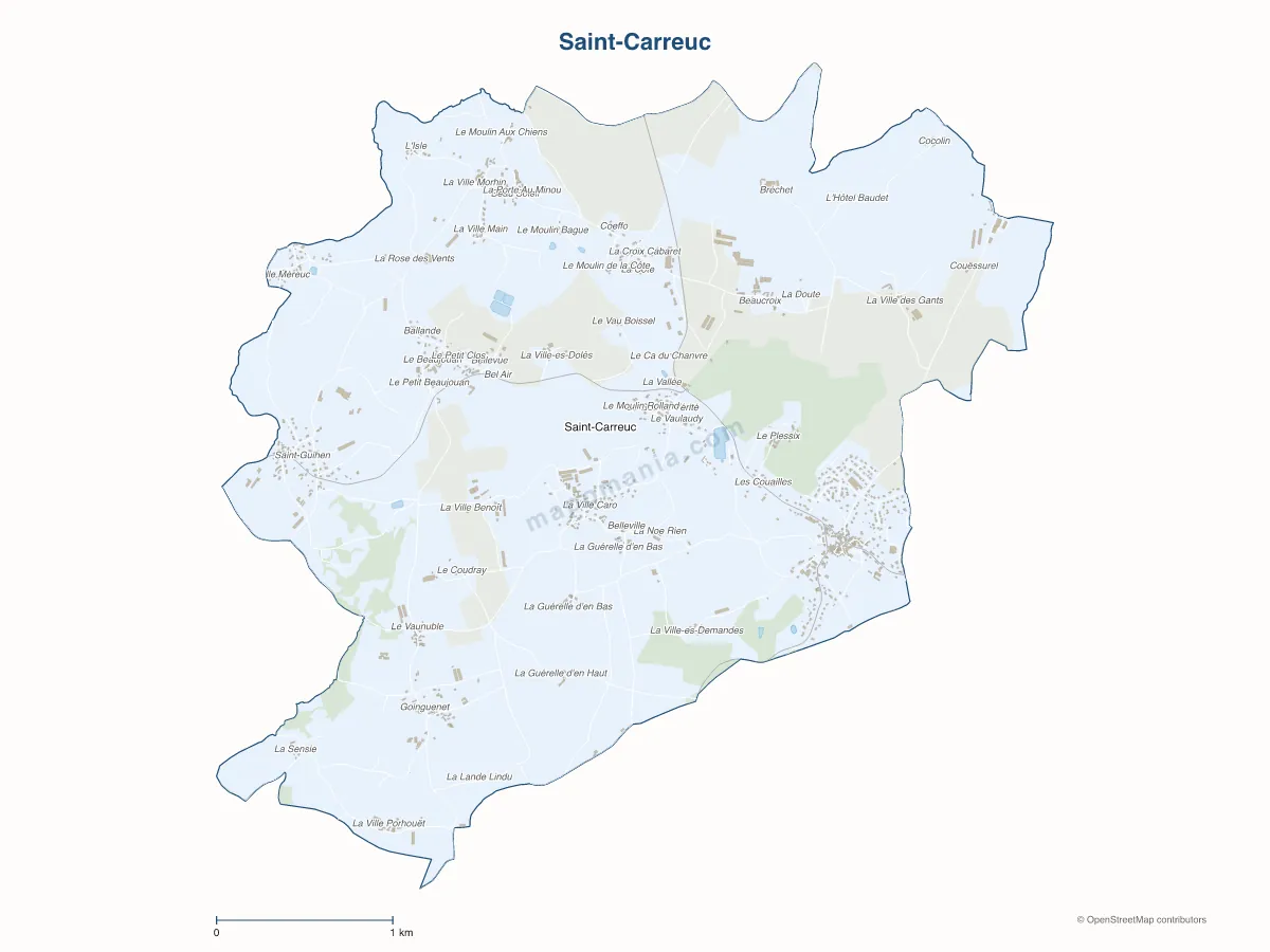 Carte de Saint-Carreuc à personnaliser