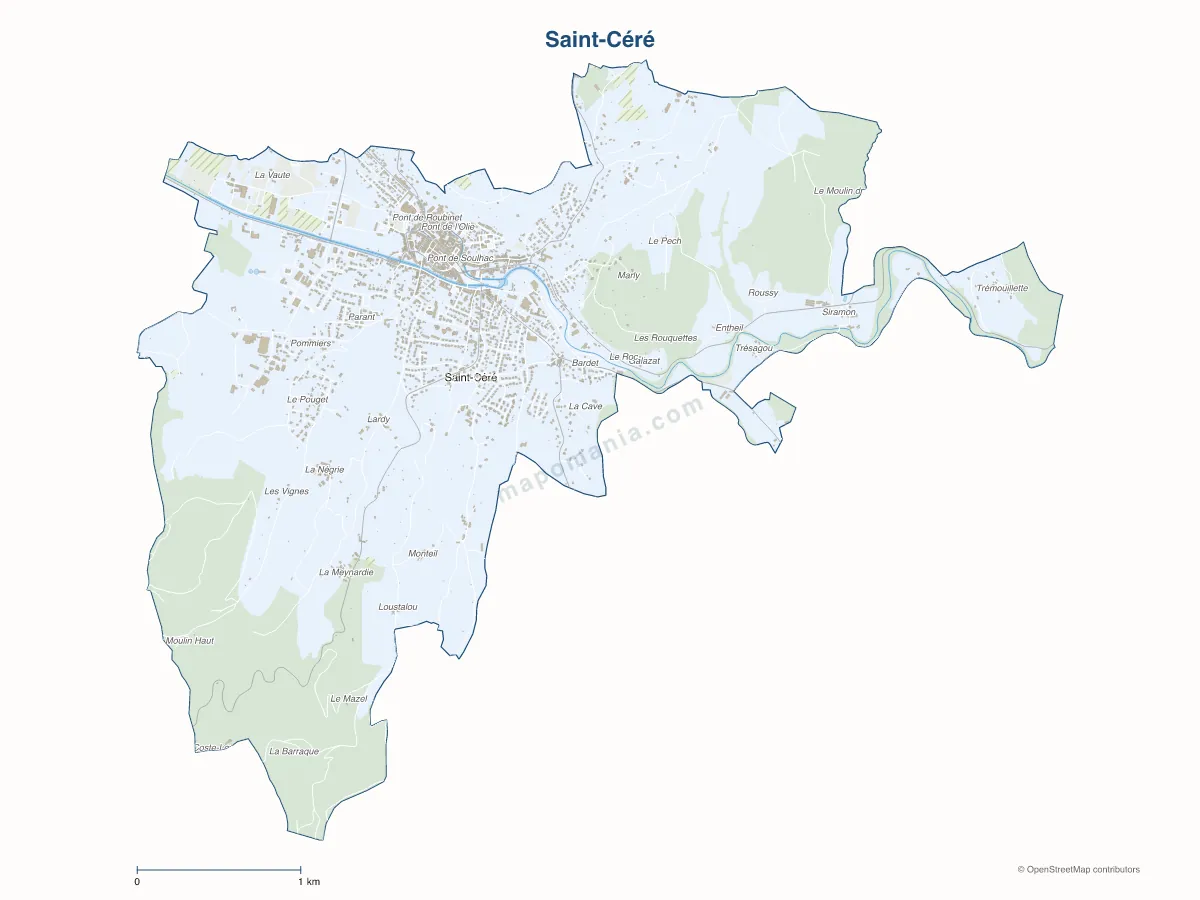 Carte de Saint-Céré à personnaliser