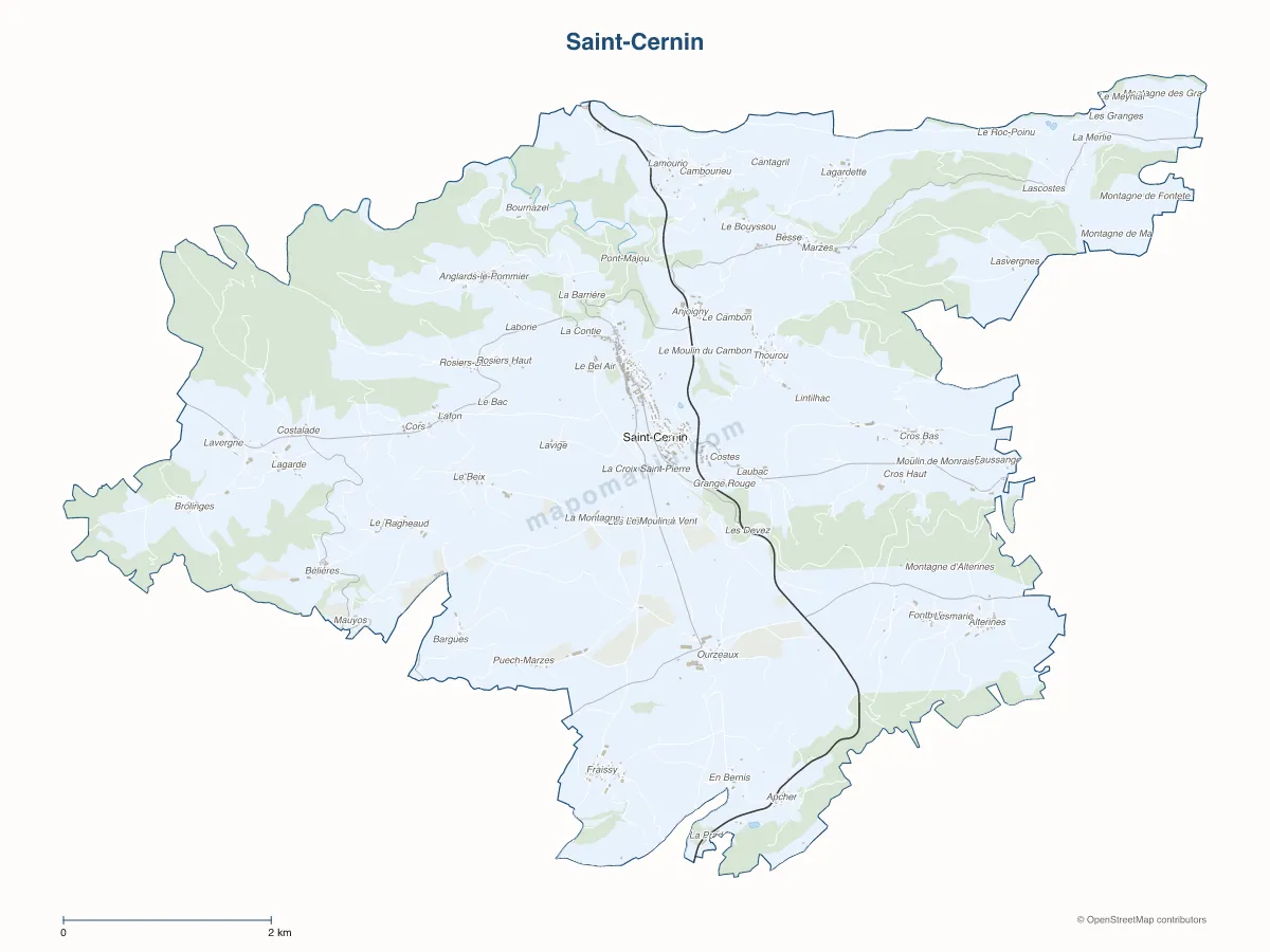 Carte de Saint-Cernin à personnaliser