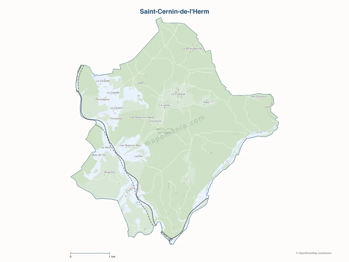Carte de Saint-Cernin-de-l'Herm à personnaliser