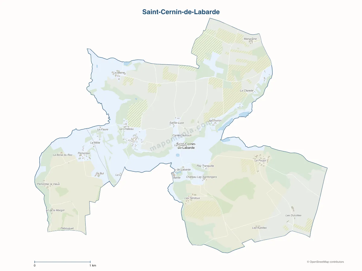 Carte de Saint-Cernin-de-Labarde à personnaliser