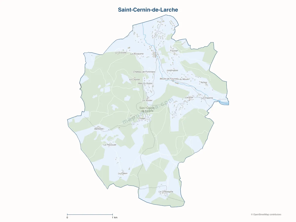 Carte de Saint-Cernin-de-Larche à personnaliser