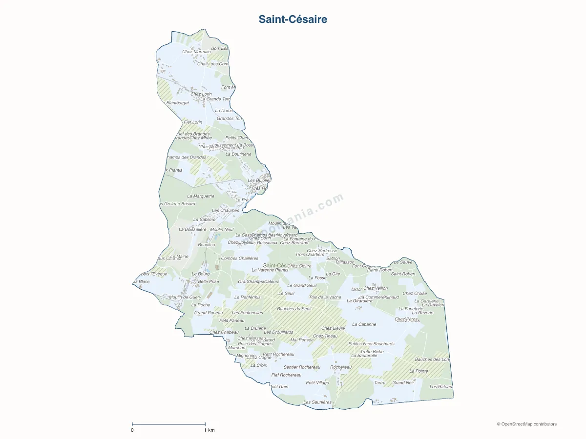 Carte de Saint-Césaire à personnaliser