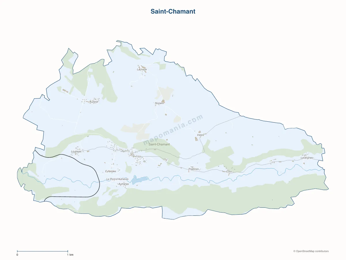 Carte de Saint-Chamant à personnaliser