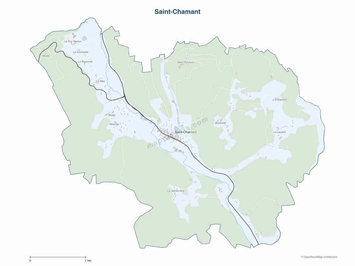 Carte de Saint-Chamant à personnaliser