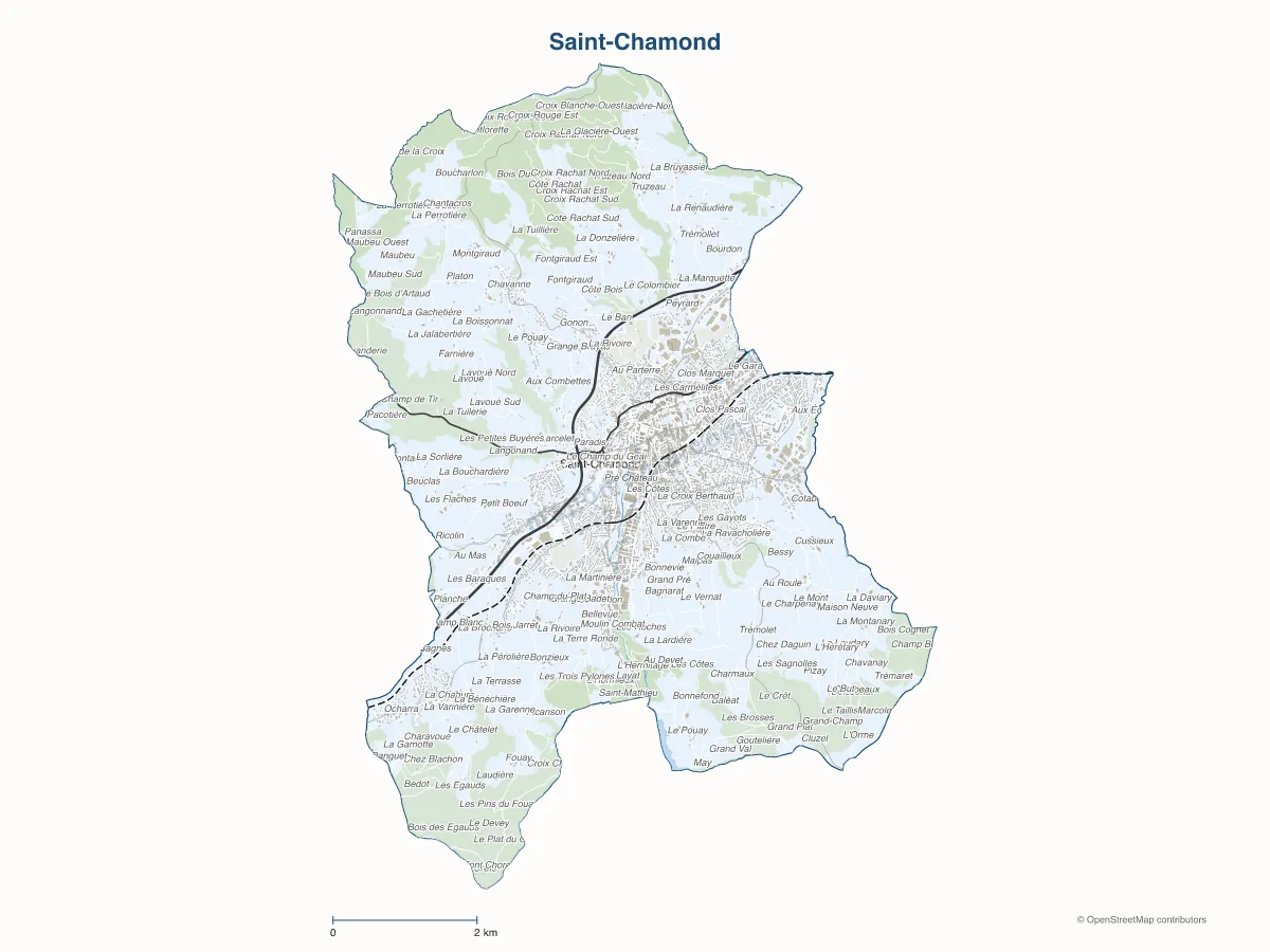 Carte de Saint-Chamond à personnaliser