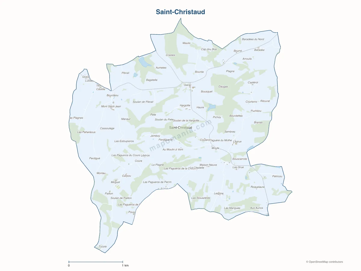 Carte de Saint-Christaud à personnaliser
