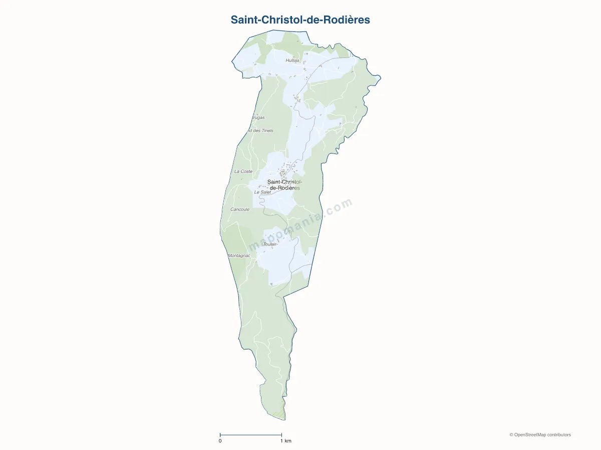 Carte de Saint-Christol-de-Rodières à personnaliser