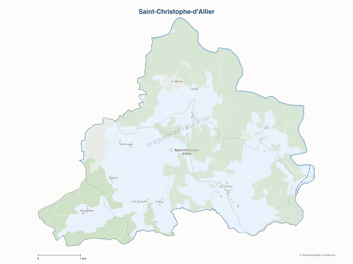 Carte de Saint-Christophe-d'Allier à personnaliser