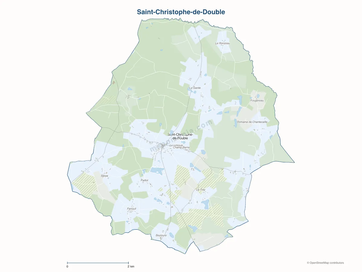 Carte de Saint-Christophe-de-Double à personnaliser