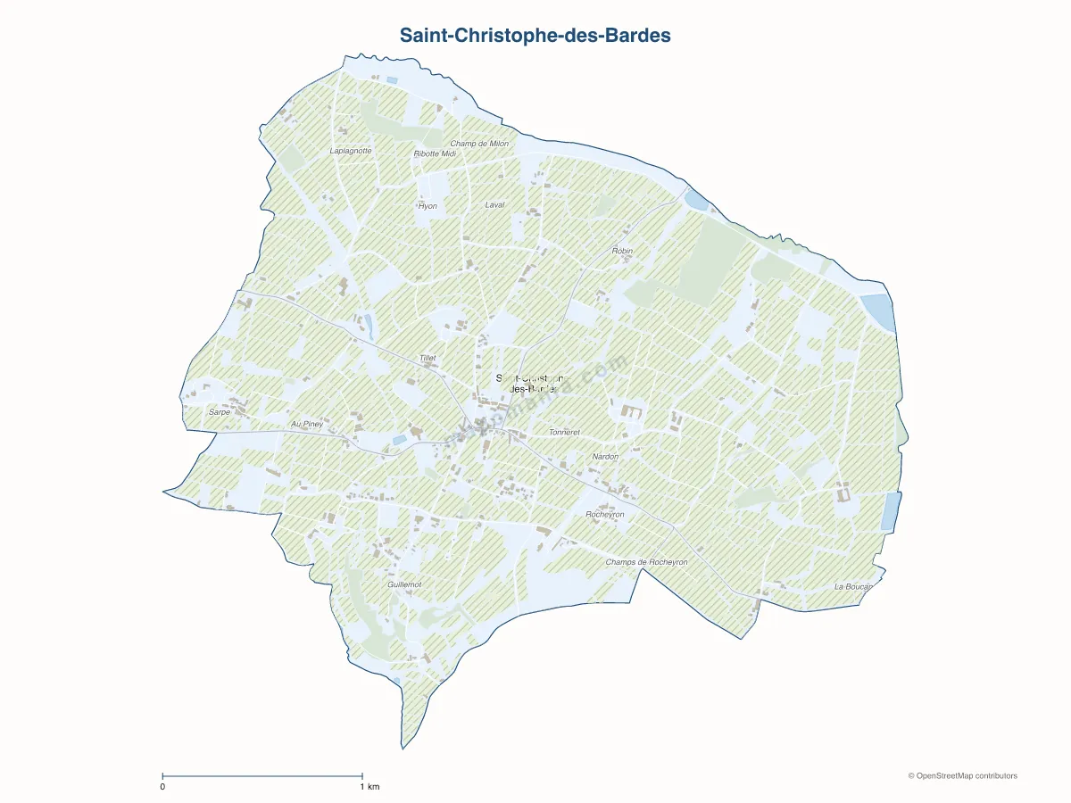 Carte de Saint-Christophe-des-Bardes à personnaliser