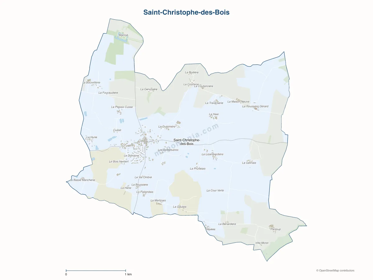 Carte de Saint-Christophe-des-Bois à personnaliser