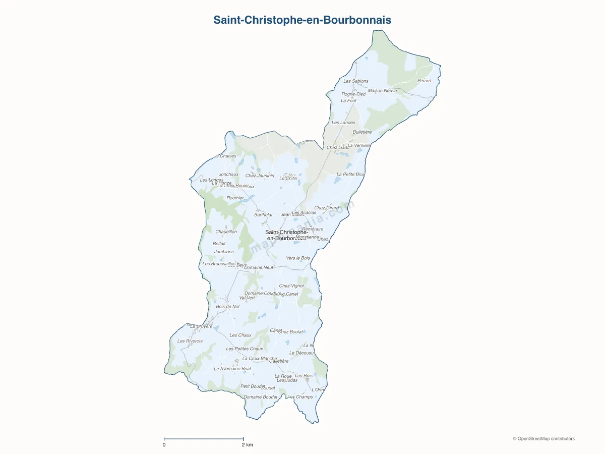 Carte de Saint-Christophe-en-Bourbonnais à personnaliser