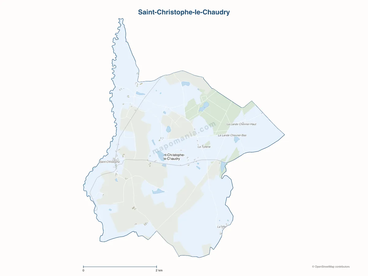 Carte de Saint-Christophe-le-Chaudry à personnaliser
