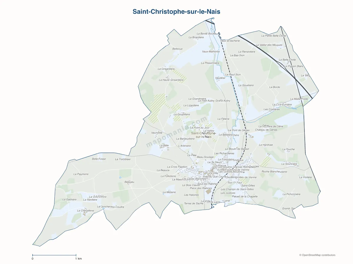 Carte de Saint-Christophe-sur-le-Nais à personnaliser