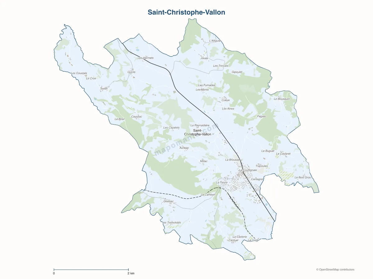 Carte de Saint-Christophe-Vallon à personnaliser