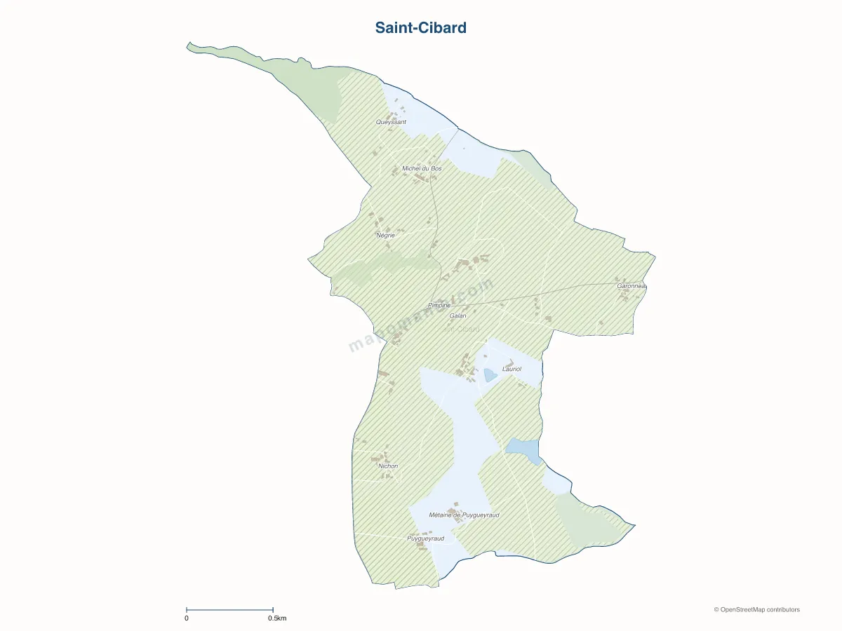 Carte de Saint-Cibard à personnaliser