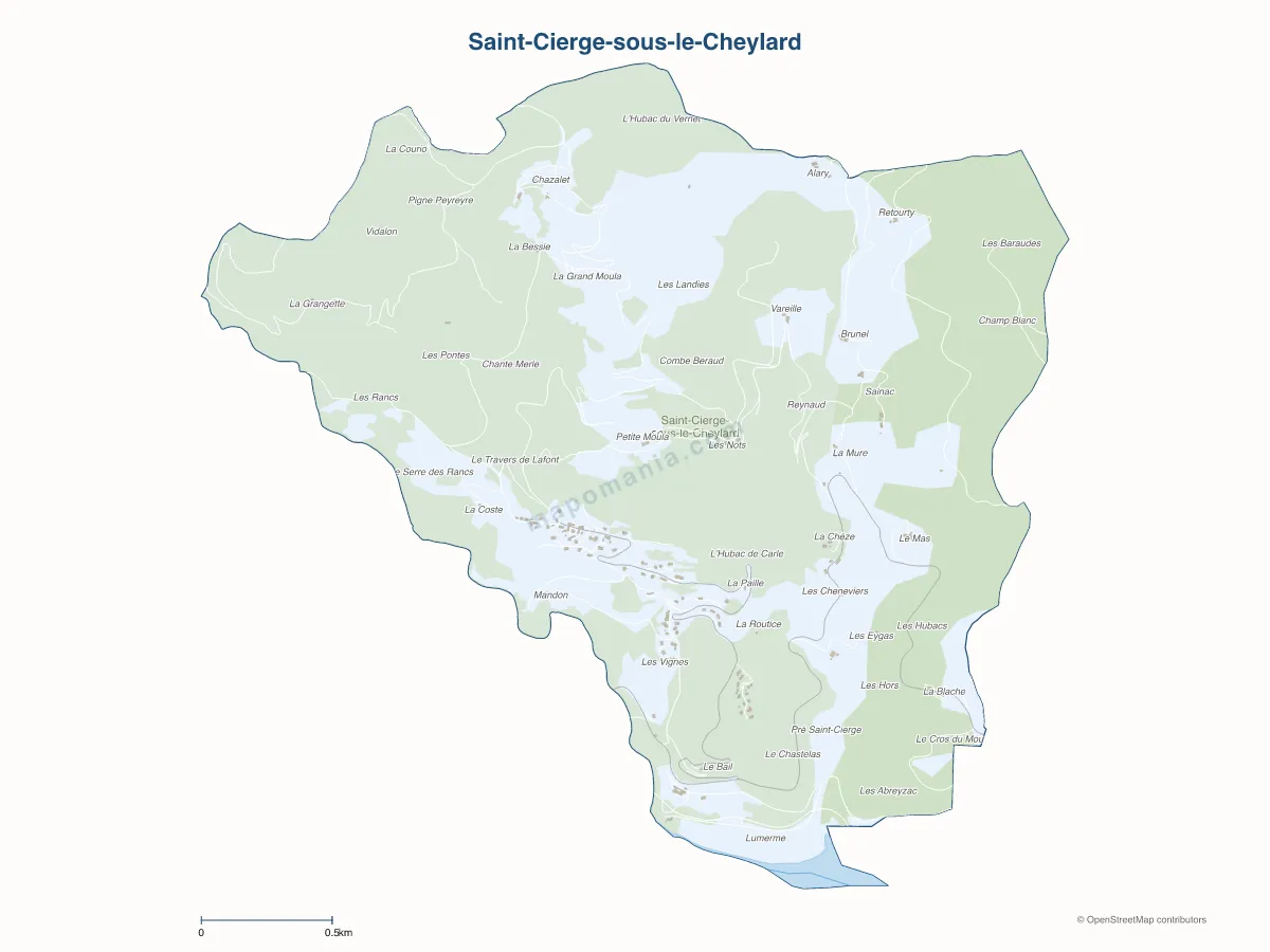 Carte de Saint-Cierge-sous-le-Cheylard à personnaliser