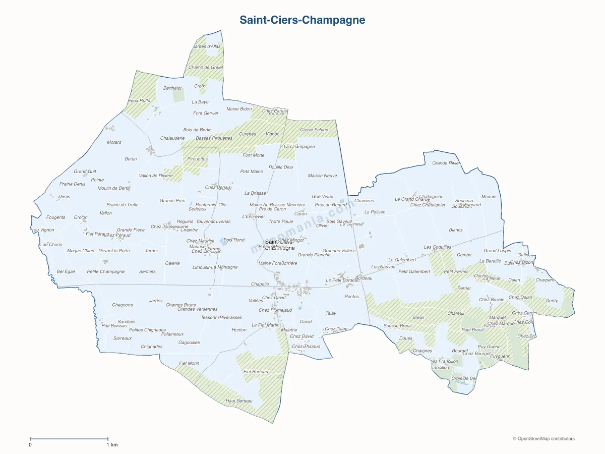 Carte de Saint-Ciers-Champagne à personnaliser
