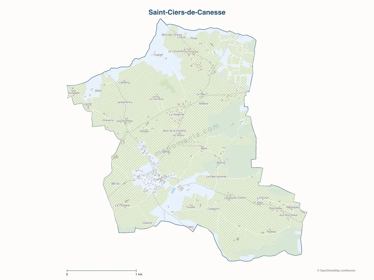 Carte de Saint-Ciers-de-Canesse à personnaliser