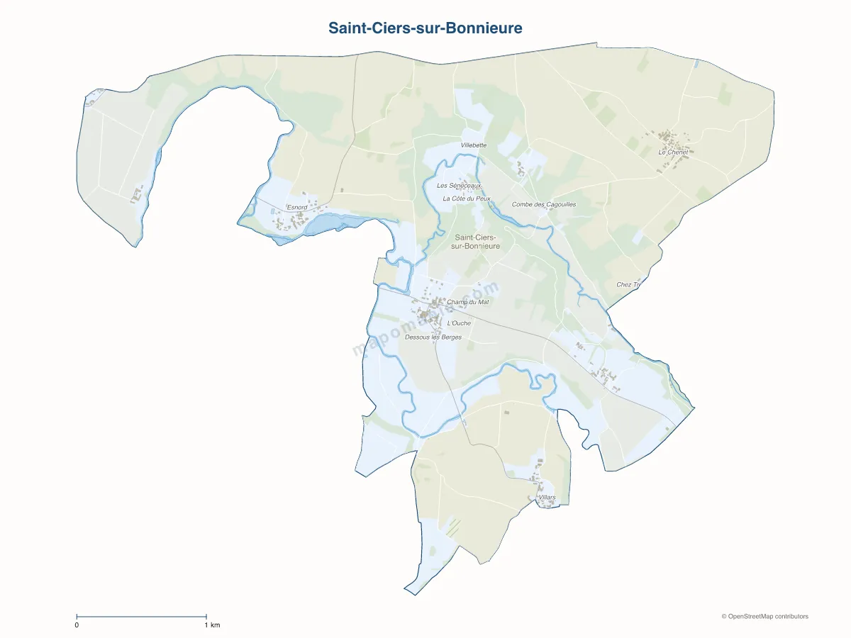 Carte de Saint-Ciers-sur-Bonnieure à personnaliser