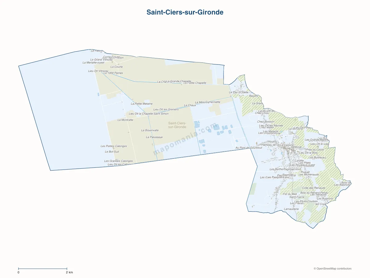 Carte de Saint-Ciers-sur-Gironde à personnaliser