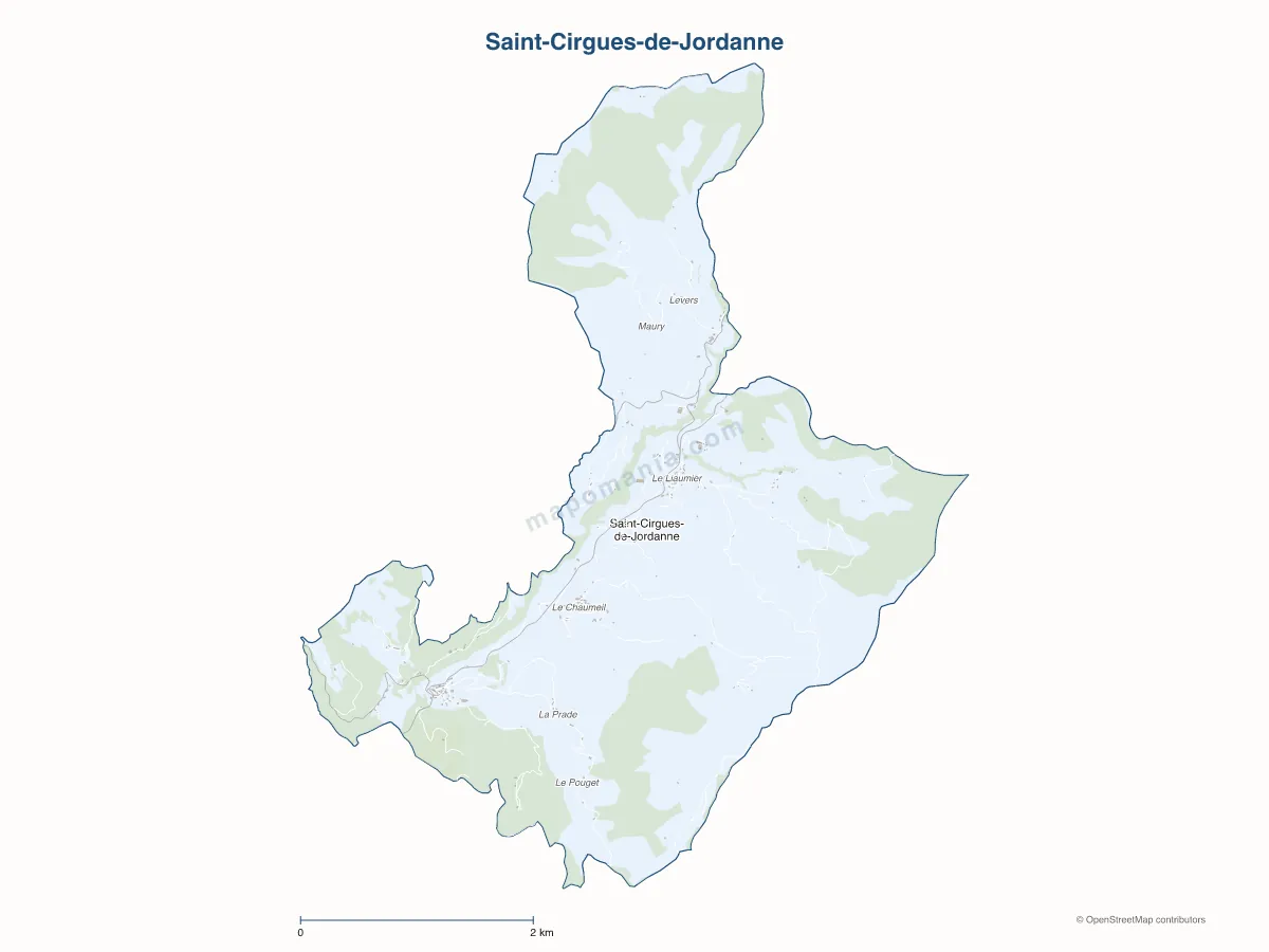 Carte de Saint-Cirgues-de-Jordanne à personnaliser