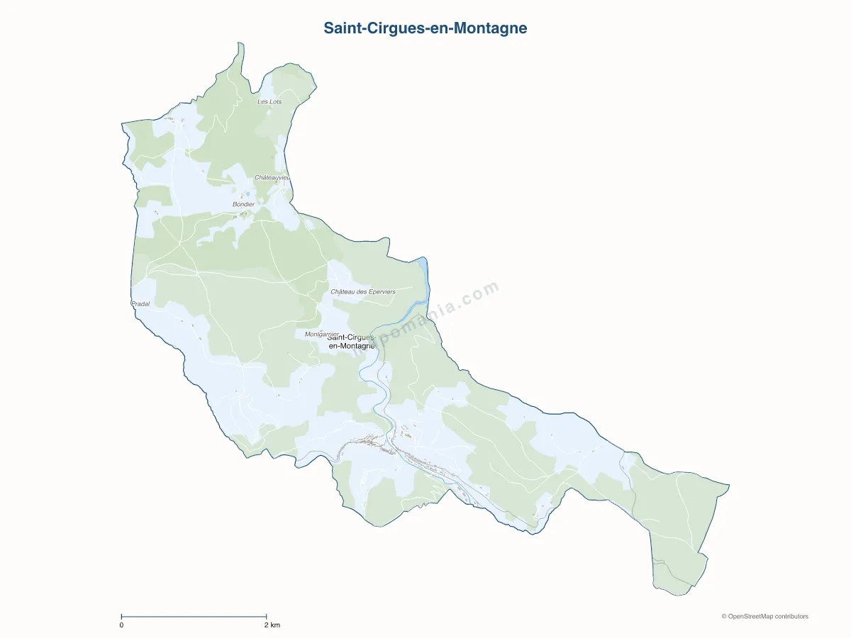 Carte de Saint-Cirgues-en-Montagne à personnaliser