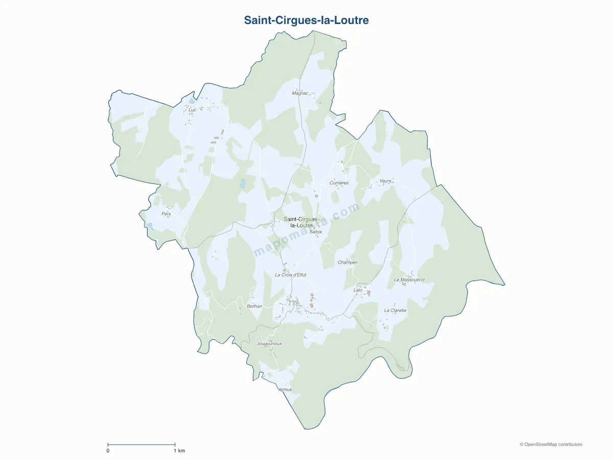 Carte de Saint-Cirgues-la-Loutre à personnaliser