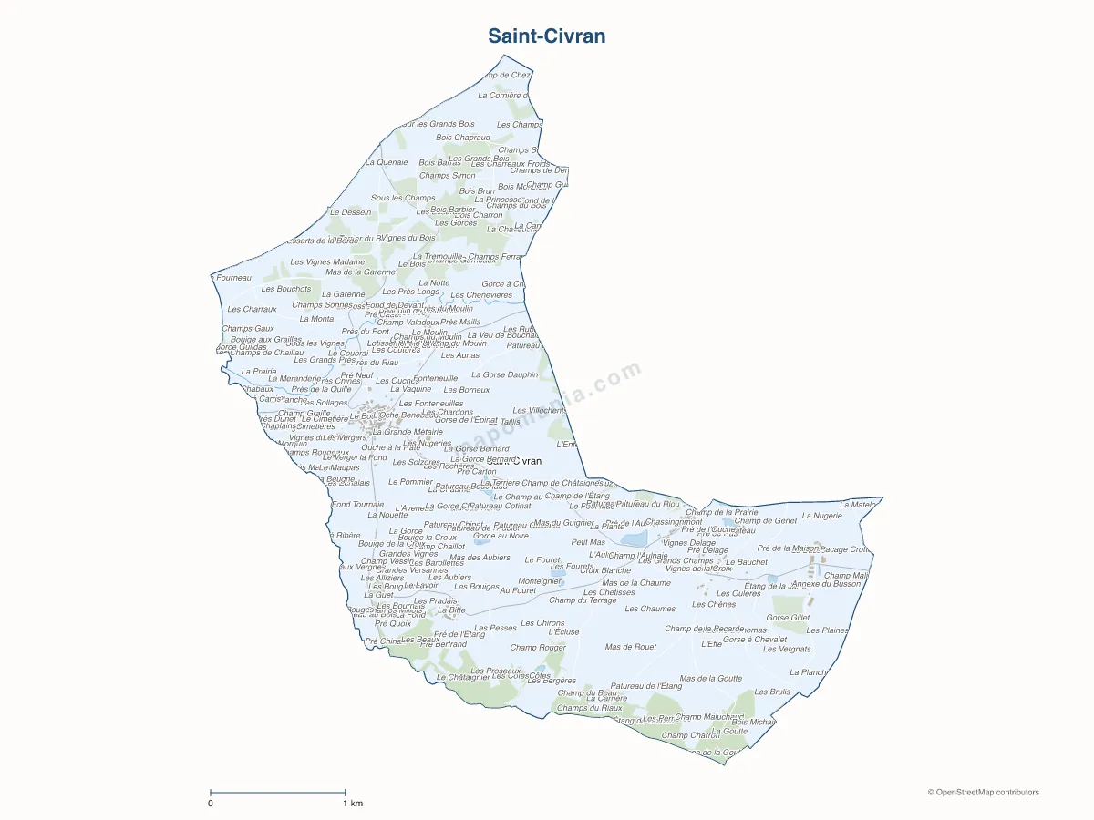 Carte de Saint-Civran à personnaliser