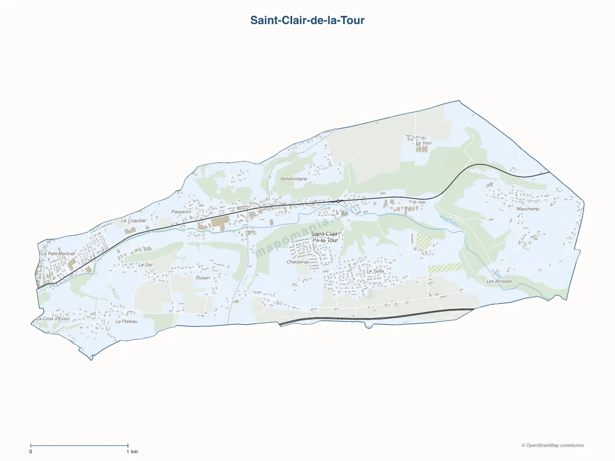 Carte de Saint-Clair-de-la-Tour à personnaliser